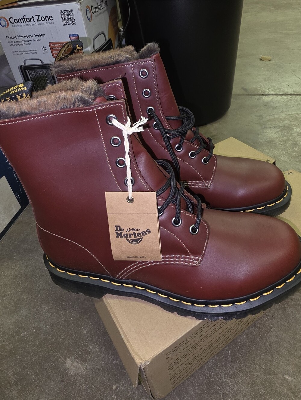 Dr. Martens 1460 Serena Brown WarmWair Fur Lined Boots Women's 9 NWT NIB